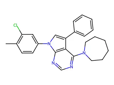 4-(azepan-1-yl)-7-(3-chloro-4-methylphenyl)-5-phenyl-7H-pyrrolo[2,3-d]pyrimidine structure