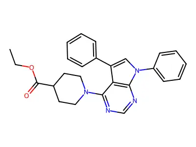 ethyl 1-(5,7-diphenyl-7H-pyrrolo[2,3-d]pyrimidin-4-yl)piperidine-4-carboxylate structure