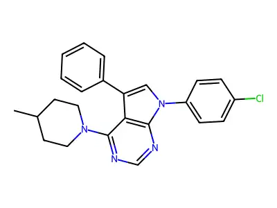 7-(4-chlorophenyl)-4-(4-methylpiperidin-1-yl)-5-phenyl-7H-pyrrolo[2,3-d]pyrimidine structure