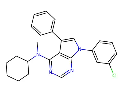 7-(3-chlorophenyl)-N-cyclohexyl-N-methyl-5-phenyl-7H-pyrrolo[2,3-d]pyrimidin-4-amine structure