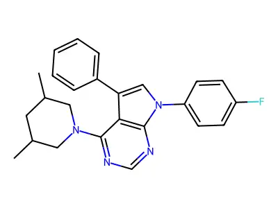 4-(3,5-dimethylpiperidin-1-yl)-7-(4-fluorophenyl)-5-phenyl-7H-pyrrolo[2,3-d]pyrimidine structure