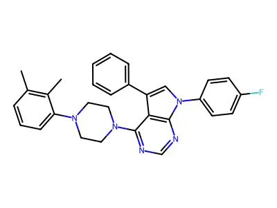 4-(4-(2,3-dimethylphenyl)piperazin-1-yl)-7-(4-fluorophenyl)-5-phenyl-7H-pyrrolo[2,3-d]pyrimidine structure