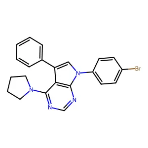 7-(4-bromophenyl)-5-phenyl-4-(pyrrolidin-1-yl)-7H-pyrrolo[2,3-d]pyrimidine structure