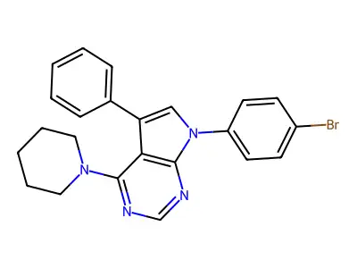 7-(4-bromophenyl)-5-phenyl-4-(piperidin-1-yl)-7H-pyrrolo[2,3-d]pyrimidine structure
