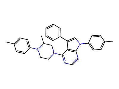 4-(3-methyl-4-(p-tolyl)piperazin-1-yl)-5-phenyl-7-(p-tolyl)-7H-pyrrolo[2,3-d]pyrimidine structure