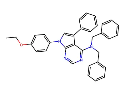 N,N-dibenzyl-7-(4-ethoxyphenyl)-5-phenyl-7H-pyrrolo[2,3-d]pyrimidin-4-amine structure