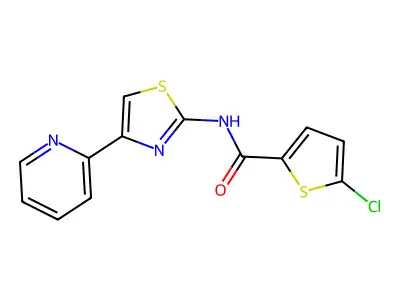 5-chloro-N-(4-(pyridin-2-yl)thiazol-2-yl)thiophene-2-carboxamide structure