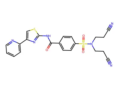 4-[bis(2-cyanoethyl)sulfamoyl]-N-(4-pyridin-2-yl-1,3-thiazol-2-yl)benzamide structure