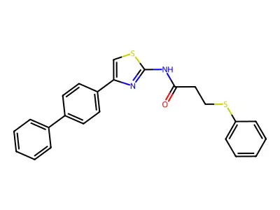 N-(4-([1,1'-biphenyl]-4-yl)thiazol-2-yl)-3-(phenylthio)propanamide structure