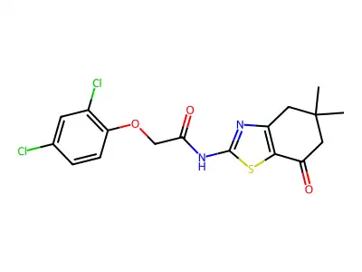 2-(2,4-dichlorophenoxy)-N-(5,5-dimethyl-7-oxo-4,5,6,7-tetrahydro-1,3-benzothiazol-2-yl)acetamide structure