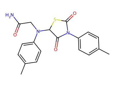 2-((2,4-Dioxo-3-(p-tolyl)thiazolidin-5-yl)(p-tolyl)amino)acetamide structure