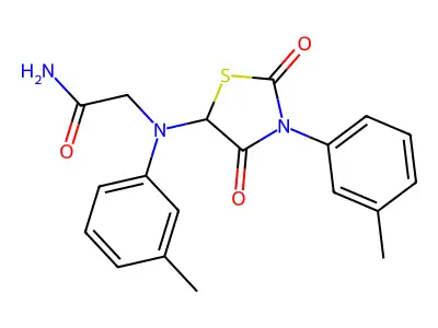 2-[(2,4-Dioxo-3-m-tolyl-thiazolidin-5-yl)-m-tolyl-amino]-acetamide structure
