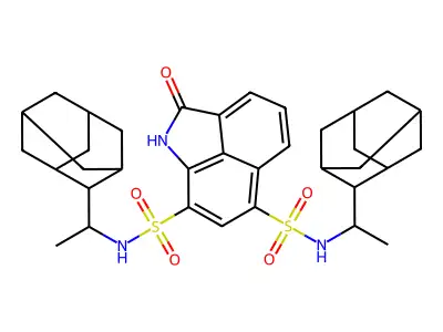 N9,N11-bis[1-(adamantan-2-yl)ethyl]-3-oxo-2-azatricyclo[6.3.1.0^{4,12}]dodeca-1(11),4,6,8(12),9-pentaene-9,11-disulfonamide structure