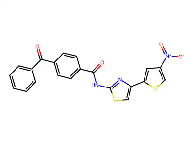 4-benzoyl-N-[4-(4-nitrothiophen-2-yl)-1,3-thiazol-2-yl]benzamide structure