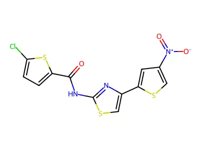 5-chloro-N-[4-(4-nitrothiophen-2-yl)-1,3-thiazol-2-yl]thiophene-2-carboxamide structure