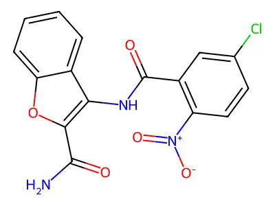 3-(5-Chloro-2-nitrobenzamido)benzofuran-2-carboxamide structure