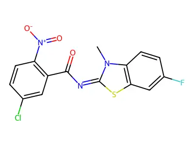 (E)-5-chloro-N-(6-fluoro-3-methylbenzo[d]thiazol-2(3H)-ylidene)-2-nitrobenzamide structure