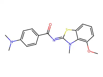 4-(dimethylamino)-N-(4-methoxy-3-methyl-1,3-benzothiazol-2-ylidene)benzamide structure