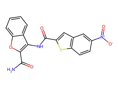 3-(5-Nitrobenzo[b]thiophene-2-carboxamido)benzofuran-2-carboxamide structure