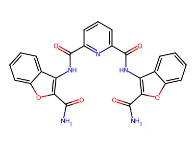 N2,N6-bis(2-carbamoylbenzofuran-3-yl)pyridine-2,6-dicarboxamide structure