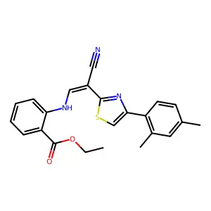 (Z)-ethyl 2-((2-cyano-2-(4-(2,4-dimethylphenyl)thiazol-2-yl)vinyl)amino)benzoate structure