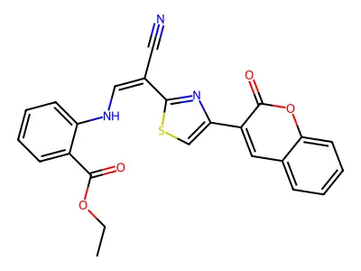 (Z)-ethyl 2-((2-cyano-2-(4-(2-oxo-2H-chromen-3-yl)thiazol-2-yl)vinyl)amino)benzoate structure
