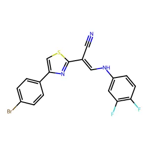 (2E)-2-[4-(4-bromophenyl)-1,3-thiazol-2-yl]-3-[(3,4-difluorophenyl)amino]prop-2-enenitrile structure