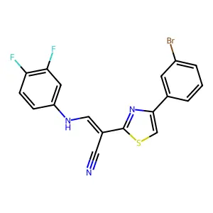 (E)-2-(4-(3-bromophenyl)thiazol-2-yl)-3-((3,4-difluorophenyl)amino)acrylonitrile structure
