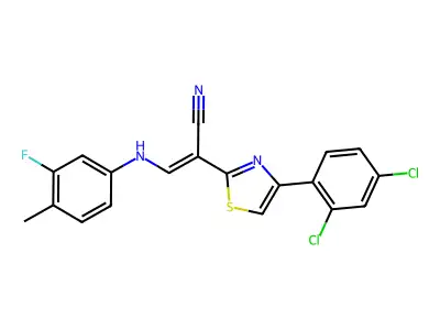 (2Z)-2-[4-(2,4-dichlorophenyl)-1,3-thiazol-2-yl]-3-[(3-fluoro-4-methylphenyl)amino]prop-2-enenitrile structure