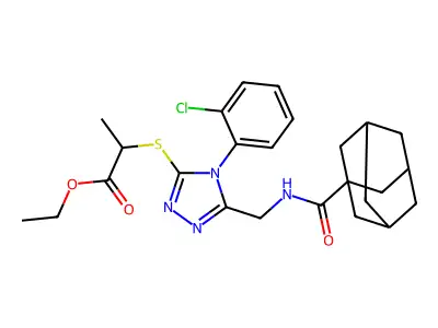 ethyl 2-((5-(((1s,3s)-adamantane-1-carboxamido)methyl)-4-(2-chlorophenyl)-4H-1,2,4-triazol-3-yl)thio)propanoate structure