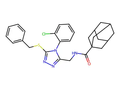 N-[[5-benzylsulfanyl-4-(2-chlorophenyl)-1,2,4-triazol-3-yl]methyl]adamantane-1-carboxamide structure