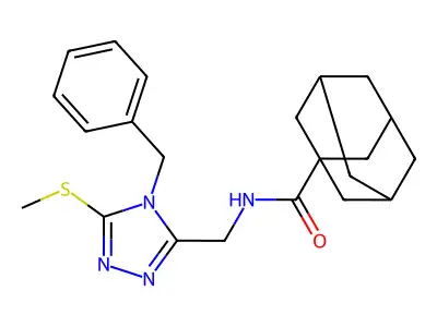 N-[(4-benzyl-5-methylsulfanyl-1,2,4-triazol-3-yl)methyl]adamantane-1-carboxamide structure
