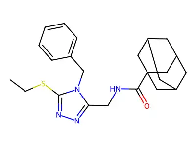 N-[(4-benzyl-5-ethylsulfanyl-1,2,4-triazol-3-yl)methyl]adamantane-1-carboxamide structure