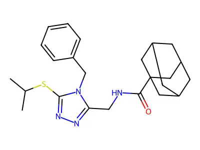 (1S,3s)-N-((4-benzyl-5-(isopropylthio)-4H-1,2,4-triazol-3-yl)methyl)adamantane-1-carboxamide structure