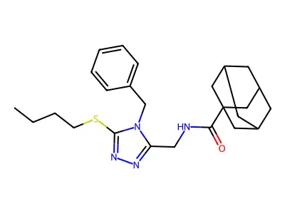 N-[(4-benzyl-5-butylsulfanyl-1,2,4-triazol-3-yl)methyl]adamantane-1-carboxamide structure