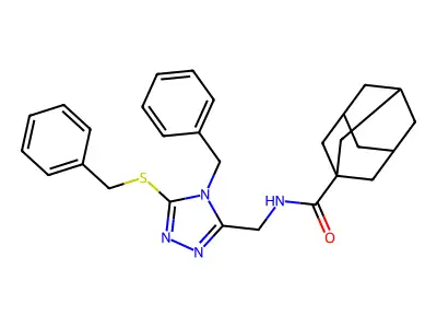 N-[(4-benzyl-5-benzylsulfanyl-1,2,4-triazol-3-yl)methyl]adamantane-1-carboxamide structure