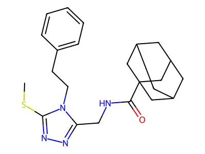 (1S,3s)-N-((5-(methylthio)-4-phenethyl-4H-1,2,4-triazol-3-yl)methyl)adamantane-1-carboxamide structure
