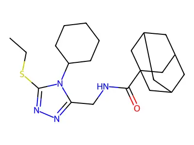 (1S,3s)-N-((4-cyclohexyl-5-(ethylthio)-4H-1,2,4-triazol-3-yl)methyl)adamantane-1-carboxamide structure