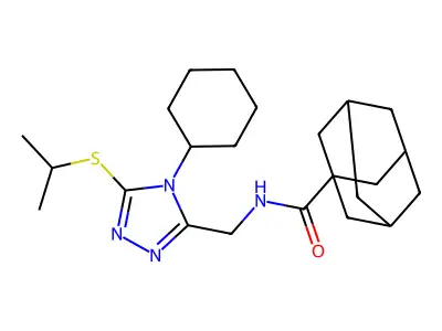 N-[(4-cyclohexyl-5-propan-2-ylsulfanyl-1,2,4-triazol-3-yl)methyl]adamantane-1-carboxamide structure