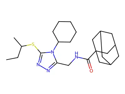 N-{[5-(butan-2-ylsulfanyl)-4-cyclohexyl-4H-1,2,4-triazol-3-yl]methyl}adamantane-1-carboxamide structure