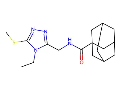 N-[(4-ethyl-5-methylsulfanyl-1,2,4-triazol-3-yl)methyl]adamantane-1-carboxamide structure