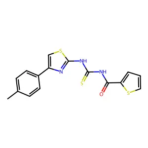 N-[[4-(4-methylphenyl)-1,3-thiazol-2-yl]carbamothioyl]thiophene-2-carboxamide structure