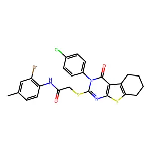 N-(2-Bromo-4-methylphenyl)-2-((3-(4-chlorophenyl)-4-oxo-3,4,5,6,7,8-hexahydrobenzo[4,5]thieno[2,3-d]pyrimidin-2-yl)thio)acetamide structure