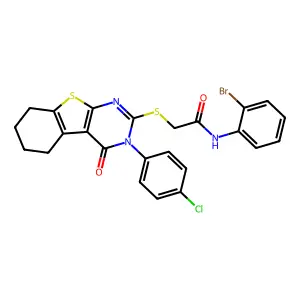 N-(2-Bromophenyl)-2-((3-(4-chlorophenyl)-4-oxo-3,4,5,6,7,8-hexahydrobenzo[4,5]thieno[2,3-d]pyrimidin-2-yl)thio)acetamide structure