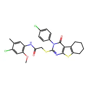 N-(4-Chloro-2-methoxy-5-methylphenyl)-2-((3-(4-chlorophenyl)-4-oxo-3,4,5,6,7,8-hexahydrobenzo[4,5]thieno[2,3-d]pyrimidin-2-yl)thio)acetamide structure
