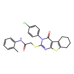 2-((3-(4-Chlorophenyl)-4-oxo-3,4,5,6,7,8-hexahydrobenzo[4,5]thieno[2,3-d]pyrimidin-2-yl)thio)-N-(o-tolyl)acetamide structure