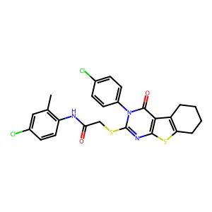 N-(4-Chloro-2-methylphenyl)-2-((3-(4-chlorophenyl)-4-oxo-3,4,5,6,7,8-hexahydrobenzo[4,5]thieno[2,3-d]pyrimidin-2-yl)thio)acetamide structure