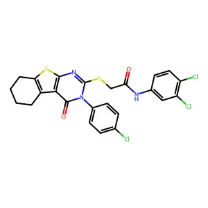 2-((3-(4-Chlorophenyl)-4-oxo-3,4,5,6,7,8-hexahydrobenzo[4,5]thieno[2,3-d]pyrimidin-2-yl)thio)-N-(3,4-dichlorophenyl)acetamide structure