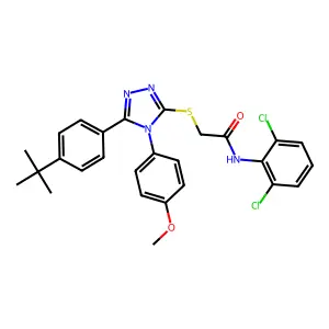 2-{[5-(4-tert-butylphenyl)-4-(4-methoxyphenyl)-4H-1,2,4-triazol-3-yl]sulfanyl}-N-(2,6-dichlorophenyl)acetamide structure
