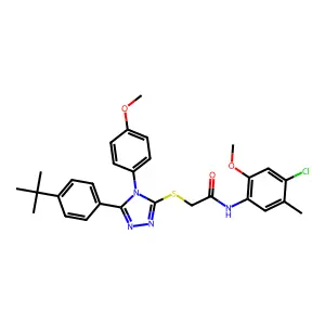 2-{[5-(4-tert-butylphenyl)-4-(4-methoxyphenyl)-4H-1,2,4-triazol-3-yl]sulfanyl}-N-(4-chloro-2-methoxy-5-methylphenyl)acetamide structure